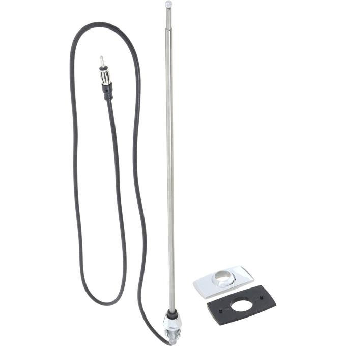 1965-79 Ford Car & Truck, Radio Antenna Mast, Rectangular Base, with Round Telescoping Mast, Various Models