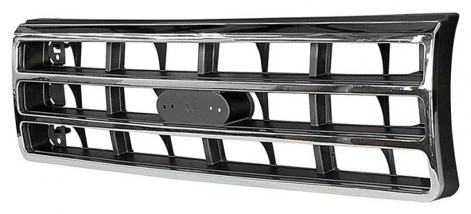 1987-91 Ford F-150, F-250, F-350, Bronco, Grill Assembly, W/O Emblem, Chrome/Dark Argent