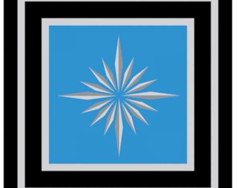 OER 1968-69, Seat Belt Buckle Emblem, Starburst, 7/8" x 7/8", Standard Interior, Silver-on-Blue, Pair, 154660BL