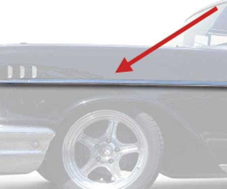 OER 1957 Chevrolet 210, Bel Air 2-Door, 4 Door, Front Fender Molding, Stainless Steel, LH, Driver Side TF400052