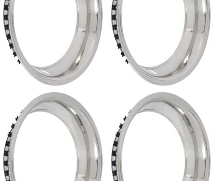 OER 15" Wheel Trim Ring, Stainless Steel, Round Edge, Smooth Lip, 3" Deep, Set of 4 9796696