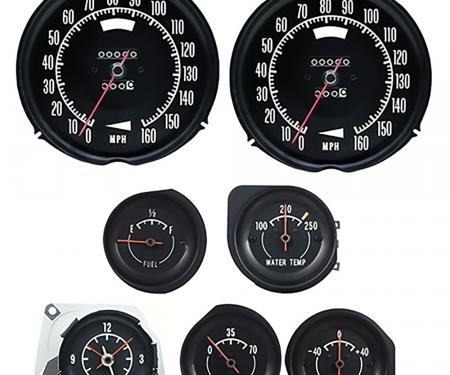 1972-74 Corvette Dash Gauge Kit, 6500 Redline, Without Speed Warning