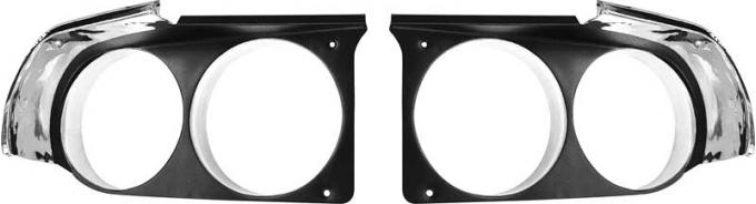 OER 1970 Dodge Challenger R/T, Headlamp Bezels, Black, Pair ME1545