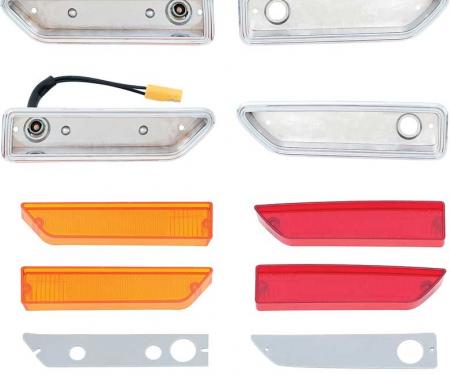 OER 1970-71 Dodge Challenger, Side Marker Lamp Set, Front and Rear, 4 Piece Set ME1518
