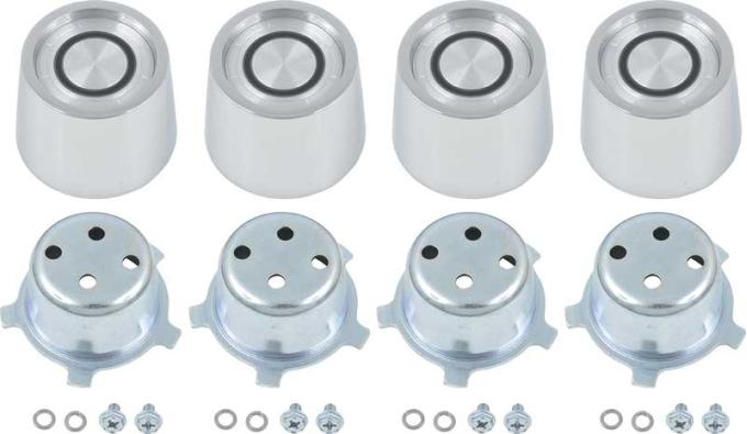 1967-76 Dodge, Plymouth, Wheel Center Cap Set, For Magnum 500 / Road Wheels, with Installation Hardware, Set of 4
