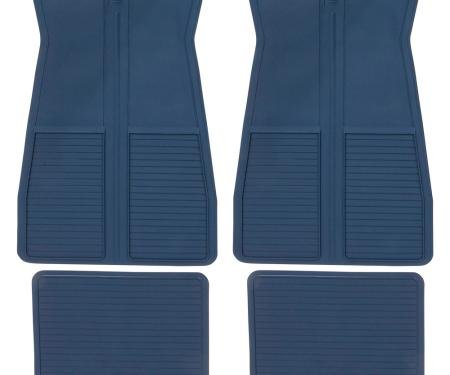 1973-87 GM, Rubber Floor Mat Set, With GM Logo, Factory Style, Set of 4, Dark Blue CM65106