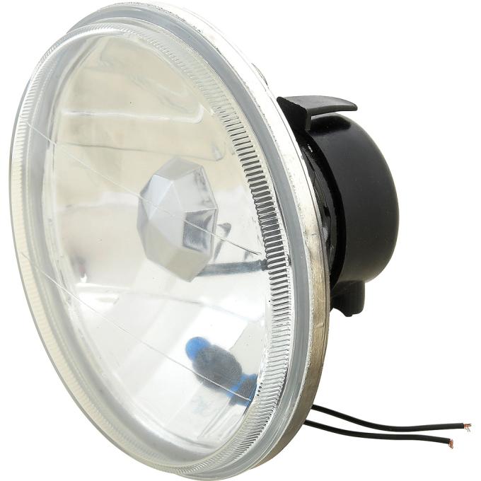 H4 Headlight Assembly, 7" Diameter Round, Polymer Housing, Ice Blue Daytime Running Light, Clear Glass Lens - H6006, H6024