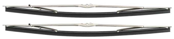 1970-79, Windshield Wiper Blade Set, 16", Side Lock Style, with Button Refill Release, Polished Stainless, Various Models