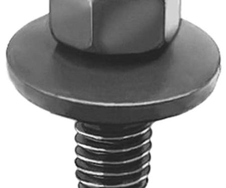 OER Bolt, 3/8-16 X 1" Pointed Tip With Free Spinning Washer, Black Phosphate A11109
