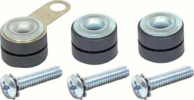 Firebird Windshield Wiper Motor Mounting Grommets, With Inserts, Ground Strap & Screws, 1967-1969