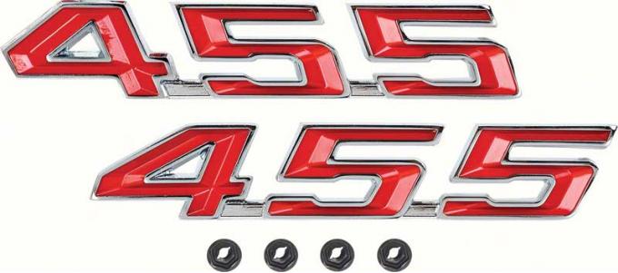 OER 1967-69 Pontiac Firebird, "455" Hood Emblem Set, with Hardware, Pair, GM Licensed F5246