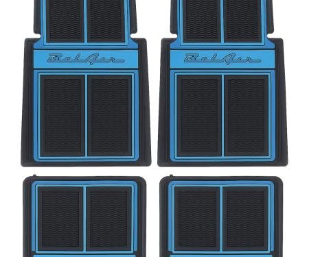 OER 1955-57 Chevrolet Bel Air, Floor Mat Set, Front & Rear, Dark Bue / Blue / Light Blue, 4 Piece Set M55103