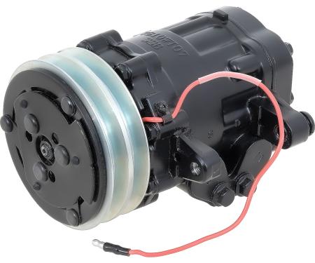 Sanden 706 Style "Peanut" A/C Compressor w/ 2-Groove V-Belt Clutch Pulley - Black Housing, Silver Clutch Pulley - SD7B10