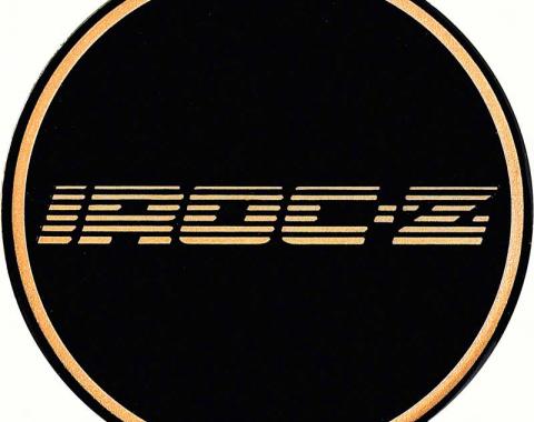 OER 2-1/8" GTA Wheel Center Cap Emblem with Gold IROC-Z Logo and Black Background K151769GD