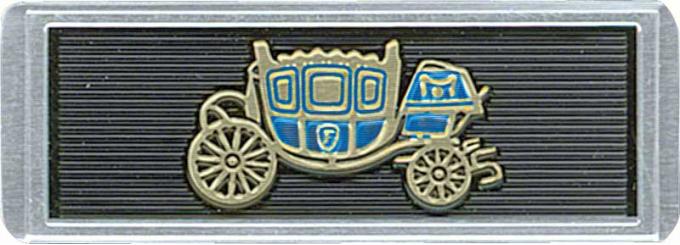 OER 1965-66 Fisher Coach Seat Belt Buckle Emblem - Standard Interior - Pair - Embossed CE150