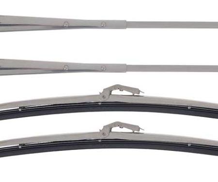 Windshield Wiper Arm & Blade Set, 14" with Stainless Steel Arms, 15", with Anco Style Blades
