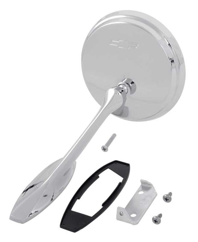 1965-66 Impala, Biscayne, Caprice, Outer Door Mirror, with Bow Tie, RH Passenger Side