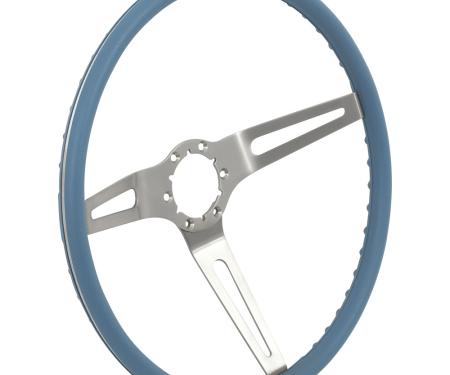OER 1969-72 GM, Comfort Grip Cushioned Steering Wheel, 3-Spoke, Silver Spokes, Blue Grip 154113