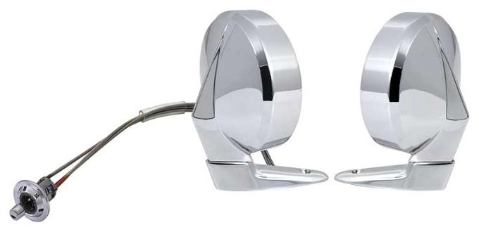 1966-74 Dodge/Plymouth A & B-Body, Exterior Door Mirror Set, LH Remote/RH Manual, Round Style, Pair