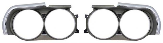 OER 1971 Dodge Challenger, Headlamp Bezels , Argent Silver, RH and LH, Pair ME1856