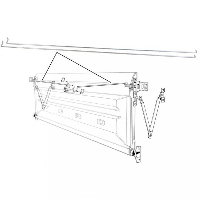 1973-79 Ford Pickup Truck, Tailgate Latch Release Rods, Pair