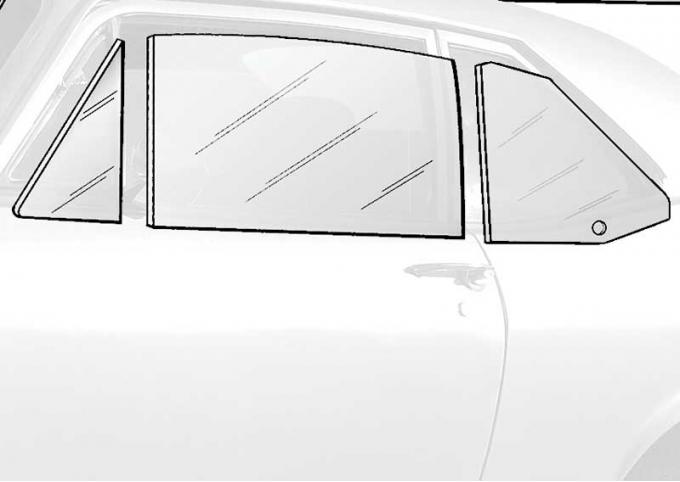 1962-65 Nova 2 Door Sedan, 6 Piece Side Glass Kit, Clear