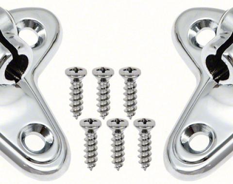 1955-58 Chevy Bel Air, 150, 210, Impala, Olds 88, 98, Starfire, Sun Visor Support Brackets, with Hardware, Pair