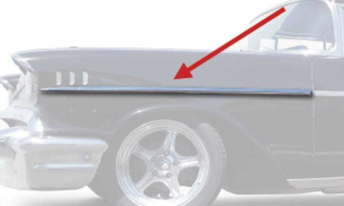 OER 1957 Chevrolet 210, Bel Air 2-Door, 4 Door, Front Fender Molding, Stainless Steel, LH, Driver Side TF400052
