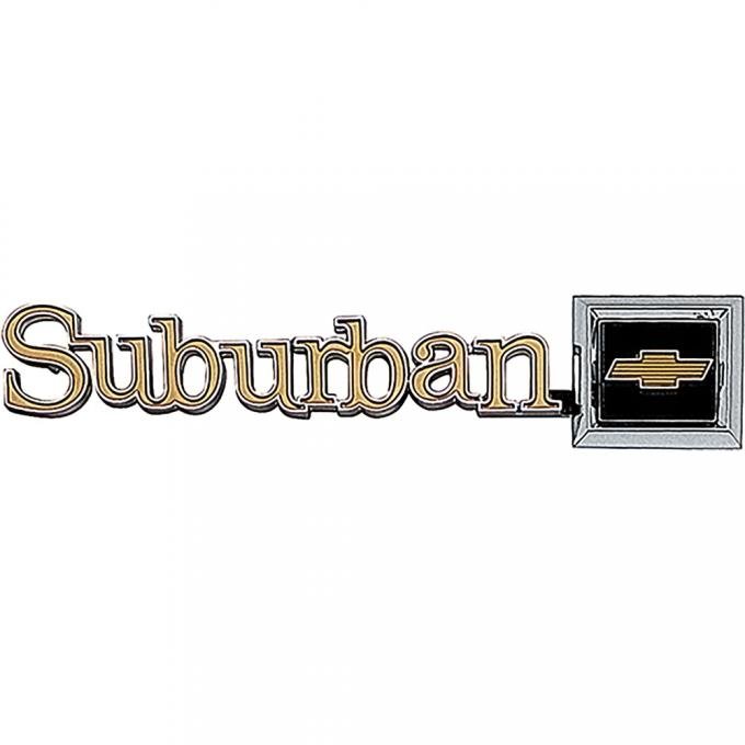 1975-88 Chevrolet Suburban, "Suburban" Rear Barn Door Emblem, with Hardware, Each, GM Licensed