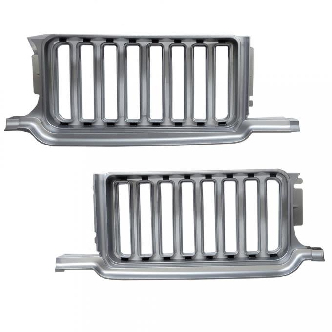 1970-70 Oldsmobile Cutlass, F85, 442, Grilles, Black & Silver Plastic, Pair