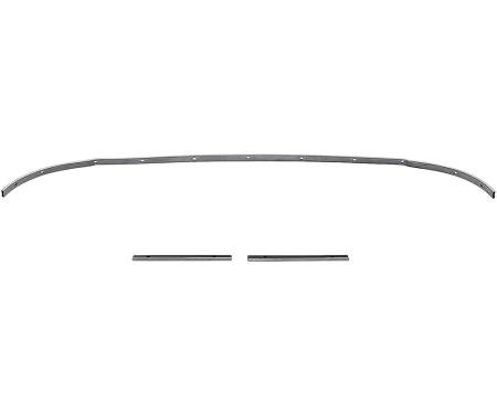 1965-69 Chevrolet Corvair, Convertible Top Rear Tack Strip Bow Set, Tacking Rail, Trimstick, 3-Piece Set