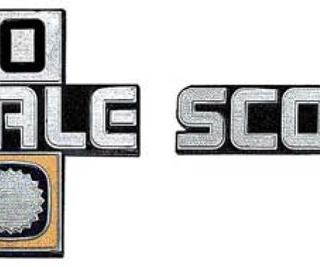 1981-87 Chevrolet Pickup Truck "Scottsdale 10" Front Fender Emblems, with Hardware, Pair, GM Licensed