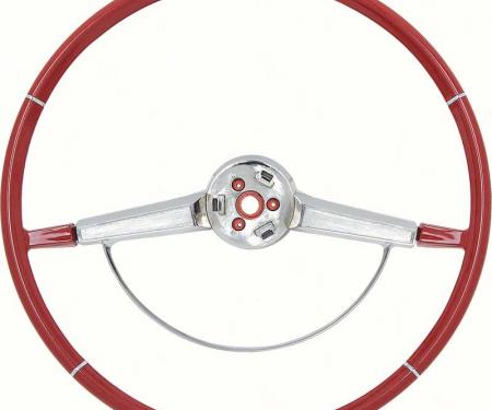 1965-66 Impala Steering Wheel with Chrome Horn Ring, Red