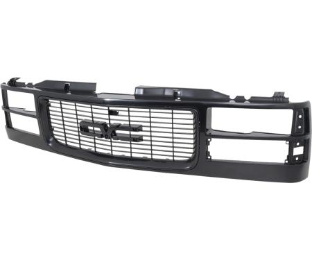 1994-99 GMC Pickup, Yukon, Suburban, Front Grill Assembly, Dual Composite Headlamps, Black