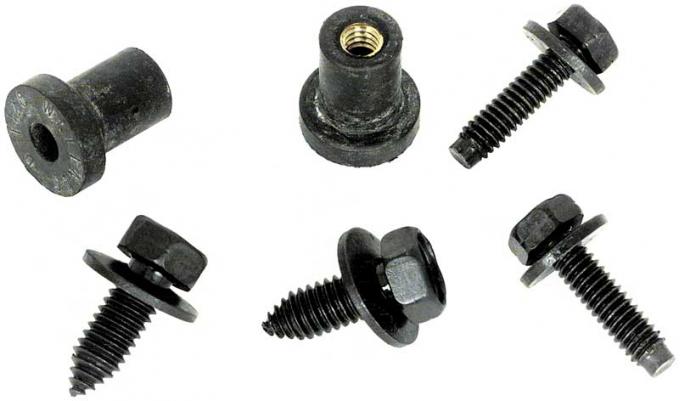 OER 1967-81 Radiator Mounting Hardware Set, 4 Bolts and 2 LH Rubber Well Nuts W14R