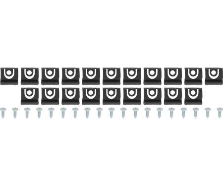 1965-66 Mustang, Rear Window Molding Clip Kit, Coupe, 19 Clips, 19 Screws, 38 Total Pieces