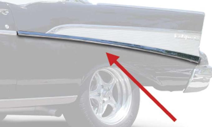 OER 1957 Chevrolet Bel Air, 210 2-Door, Lower Quarter Molding, Long, Stainless Steel, LH, Driver Side TF400097