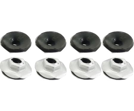 Hex Flanged Stamped Steel Thread Cutting Nut, .88mm Diameter, With Mastic Sealant, Set of 8