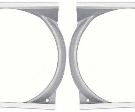 OER 1970-72 Plymouth A-Body Headlamp Bezels - Pair - Argent Silver *881126