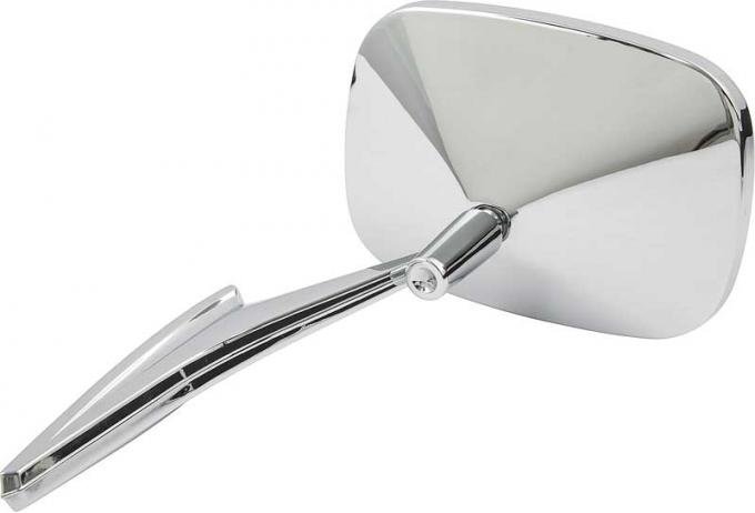 1968-72 Camaro, Impala, Chevelle, Firebird, Outer Door Mirror, Chrome, Ribbed, w/Hardware, LH Drivers Side, Various Models