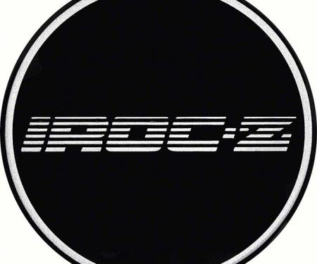 OER 2-1/2" Wheel Center Cap Emblem with Chrome IROC-Z Logo on a Black Background K151713BK