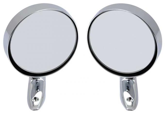 1966-74 Dodge/Plymouth A & B-Body, Exterior Door Mirror Set, LH Remote/RH Manual, Round Style, Pair