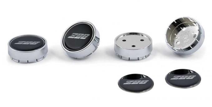 OER N90 Chrome Center Cap With Domed Poly Z28 Logo Emblem - Black, Charcoal Gray and Silver *881202