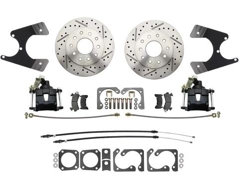 1968-69 Camaro, Firebird, 1968-74 Nova, X-Body, Rear Disc Brake Kit, Drilled/Slotted Rotors, Black Calipers