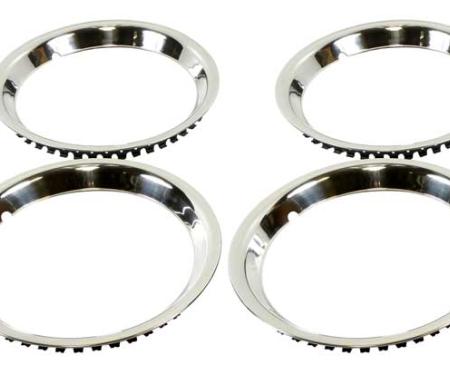 1967-88 GM, Rally Wheel Trim Ring, 16" x 7", 16" x 8", Stainless Steel, Round Edge, Smooth Lip, 2" Deep, Set of 4