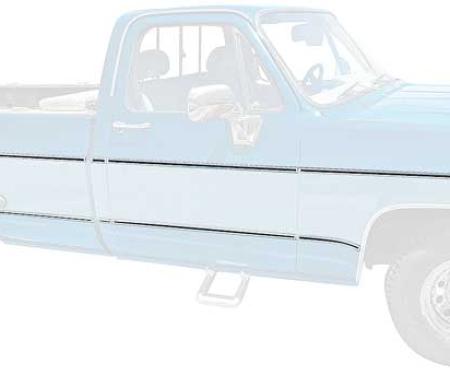 1973-80 Chevrolet, GMC Pickup, Upper & Lower Body Side Molding Set, Long Bed, 18 Piece Set