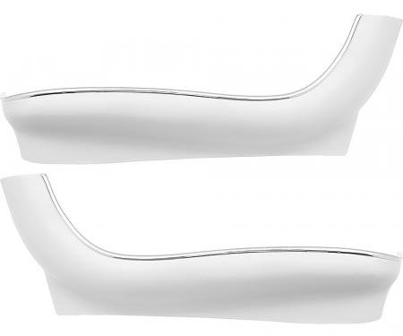 1966-72 Chevy II, Nova, GM A, B-Body, Seat Side Panel Covers, Strato Bucket, with Mylar Chrome Trim, White ABS