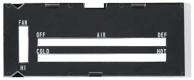 1970-72 Camaro, Heater Control Lens, without AC, with Black Backing Paper