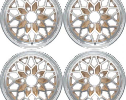 OER 1978-81 Firebird / Trans AM Snowflake Wheel Set - 15" X 8" - Gold *R4412