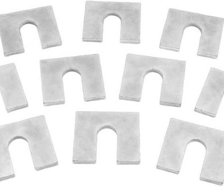 OER Body Mount Shims, 1/8" Thick, 1-1/4" x 1-1/8" , with 3/8" Bolt Slot, Zinc Plated, 10 Piece Set C2004
